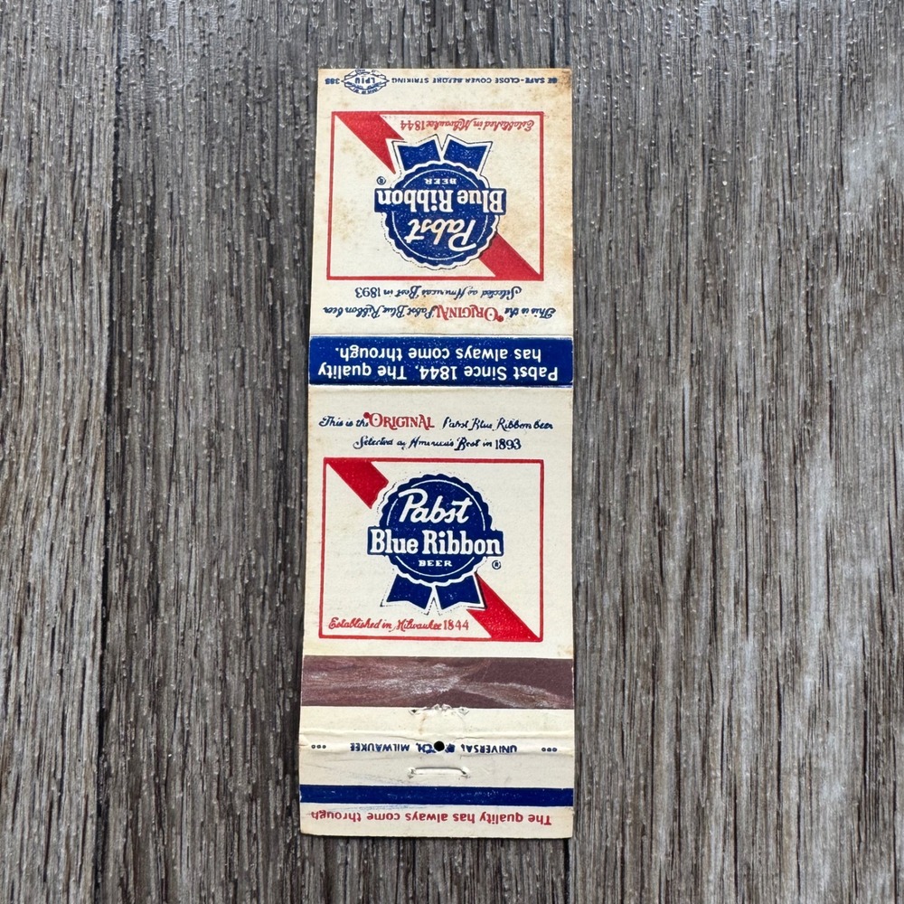 Pabst Blue Ribbon Matchbook Cover Vintage Cream Stouffer's Beer Advertising